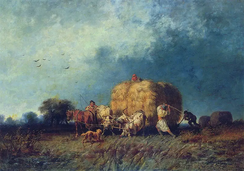 Munkácsy Mihály - Dűlő szénásszekér (1868)